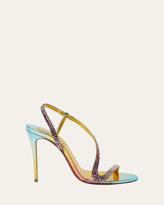 Rosalie Strass Red Sole Slingback Sandals